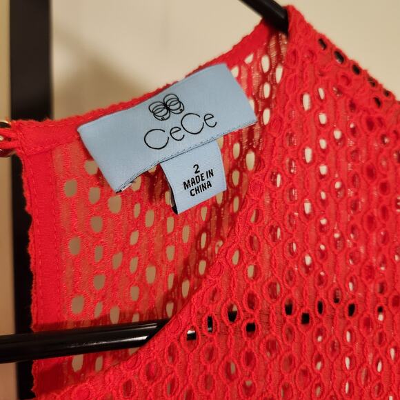 CeCe Red Straight Leg Jumpsuit with Tie Waist, Size 2 - Picture 9 of 12